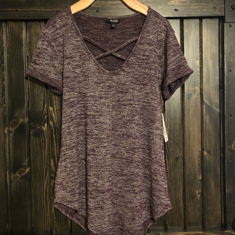 Cross front Ana shirt, Marled Purple